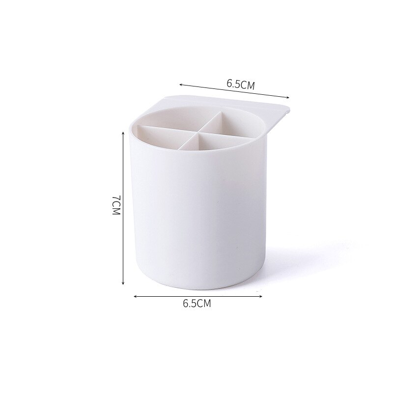 2/4 Grid Desktop Pen Holder Pasteable Hanging Storage Case Office School Plastic Box Desk Pen Pencil Makeup Brush Organizer: B white