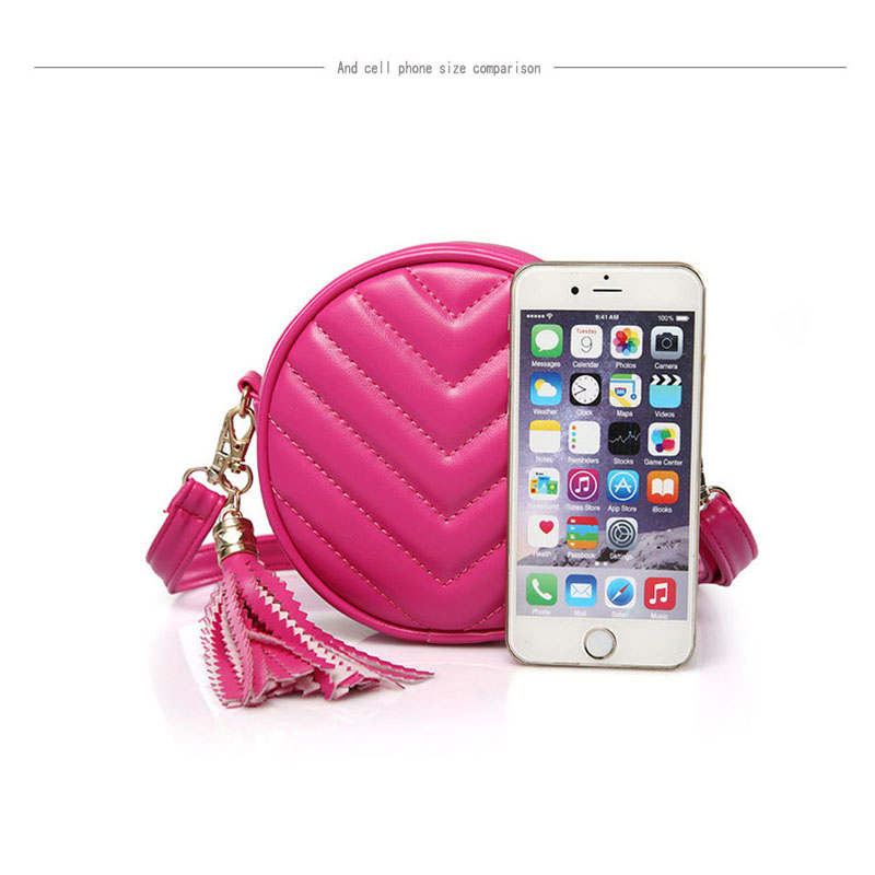 Girl Messenger Bag Tassel Girl Shoulder Bag PU Student Circle Purse Cute Student Accessories WISECO