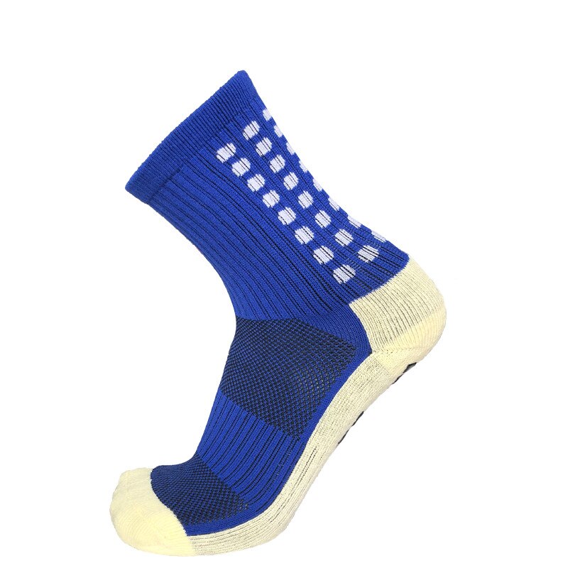 Anti-slip Plantar Rubber Block Soccer Socks Men Outdoor Sport Football Socks for women: Blue