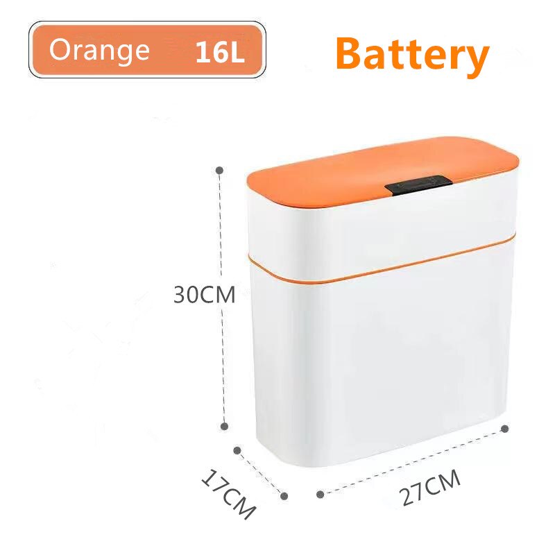 XIAOMI MIJIA 13-16L Smart Sensor USB ricaricabile automatico cestino cucina soggiorno bagno induzione domestica bidone della spazzatura: Battery Orange 16L