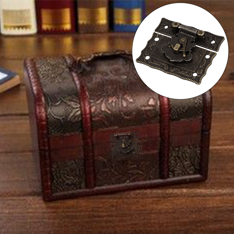 Wood Case Chest Box Rectangle Clasp Closure Hasp Latches Bronze Tone