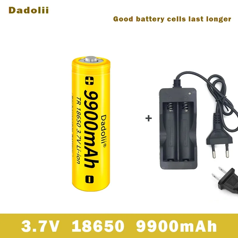 18650 Battery Rechargeable Battery 3.7V 18650 9900mAh Capacity Li-ion Rechargeable Battery For Flashlight Torch Battery+Charger: PURPLE