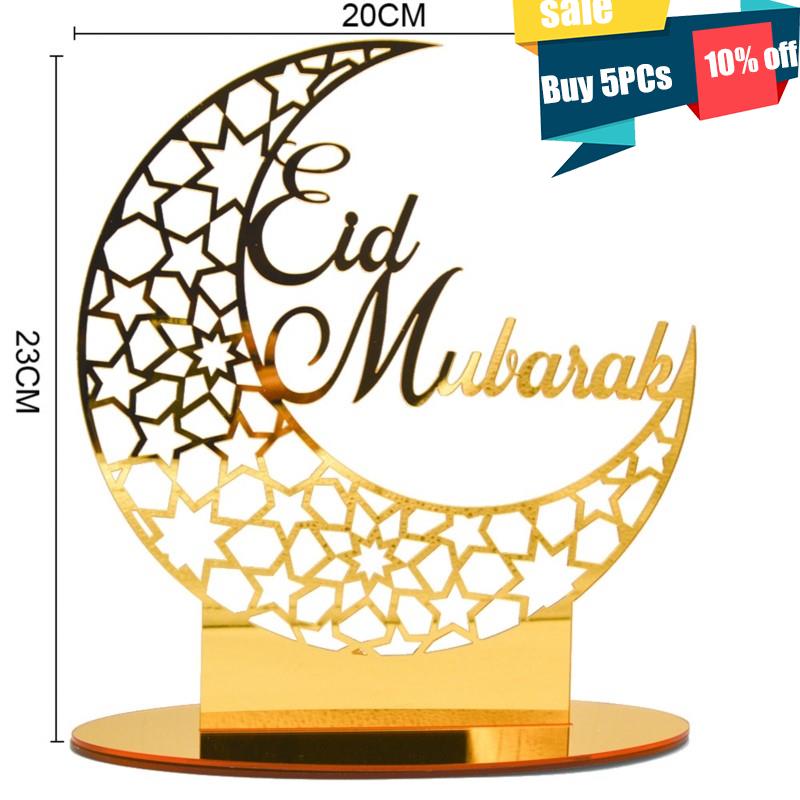 Ramadan dekoration glad eid mubarak islam akryl månestjerne skrivebordspynt hajj islamisk muslimsk festival festdekoration: 2