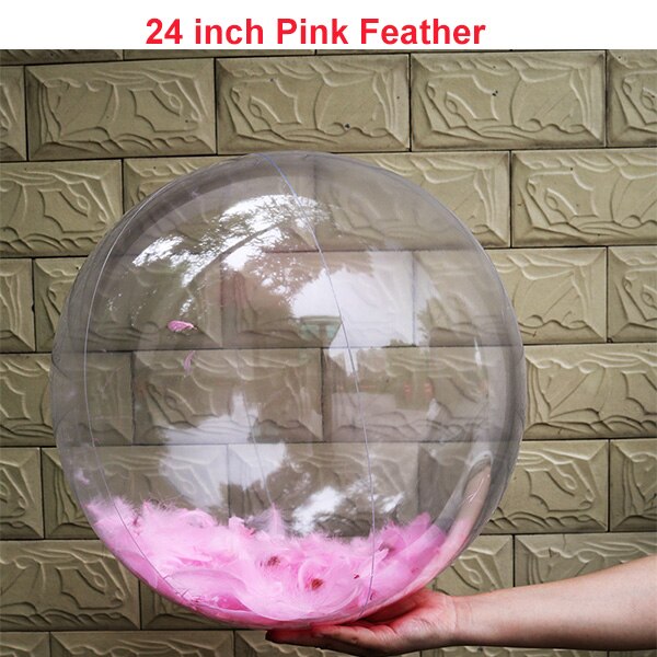 Lovertjes Opblaasbaar Zwembad Float Party Speelgoed Strand Bal Zwemmen Water Speelgoed Ballonnen Volleybal Met Veer: 24in pink feather