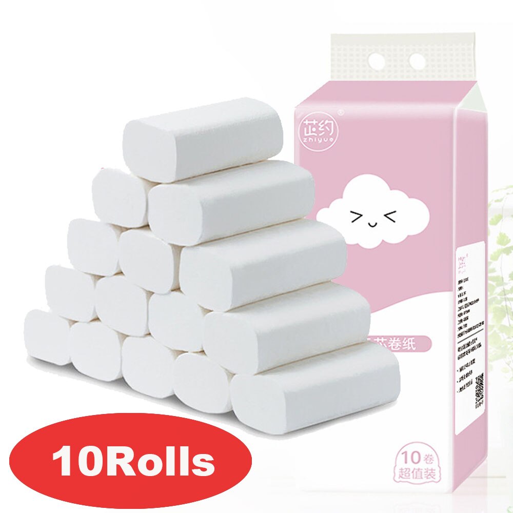 10Rolls Toilet Paper Household Bathroom Tissue Skin-friendly 4 Ply Towels Household Supplies Kitchen paper Health care