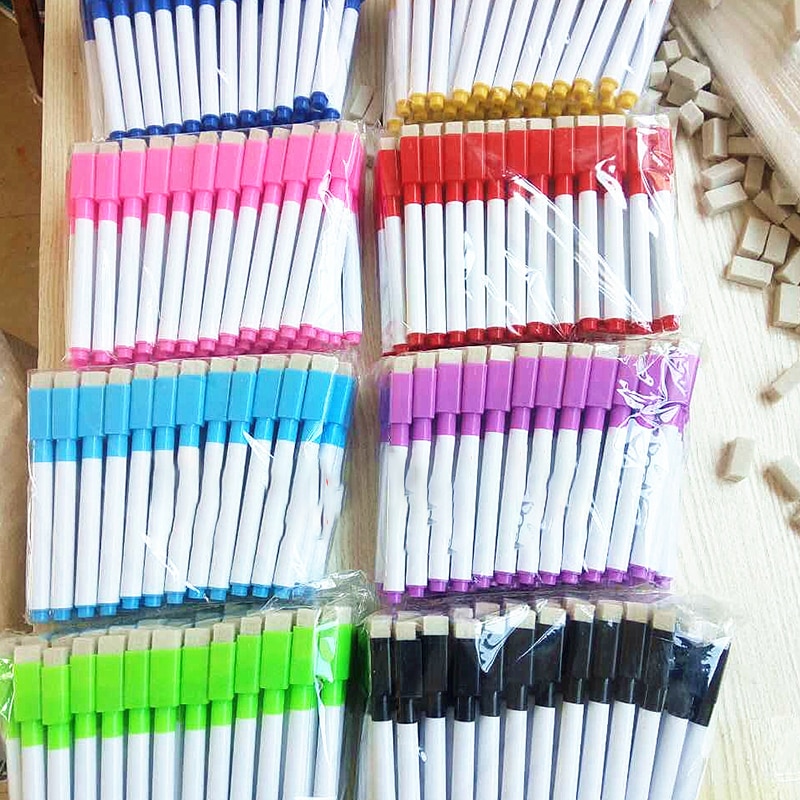 Whiteboard pen miljøbeskyttelse 8 farver skole klasseværelset tavle markører indbygget viskelæder elev tegning pen