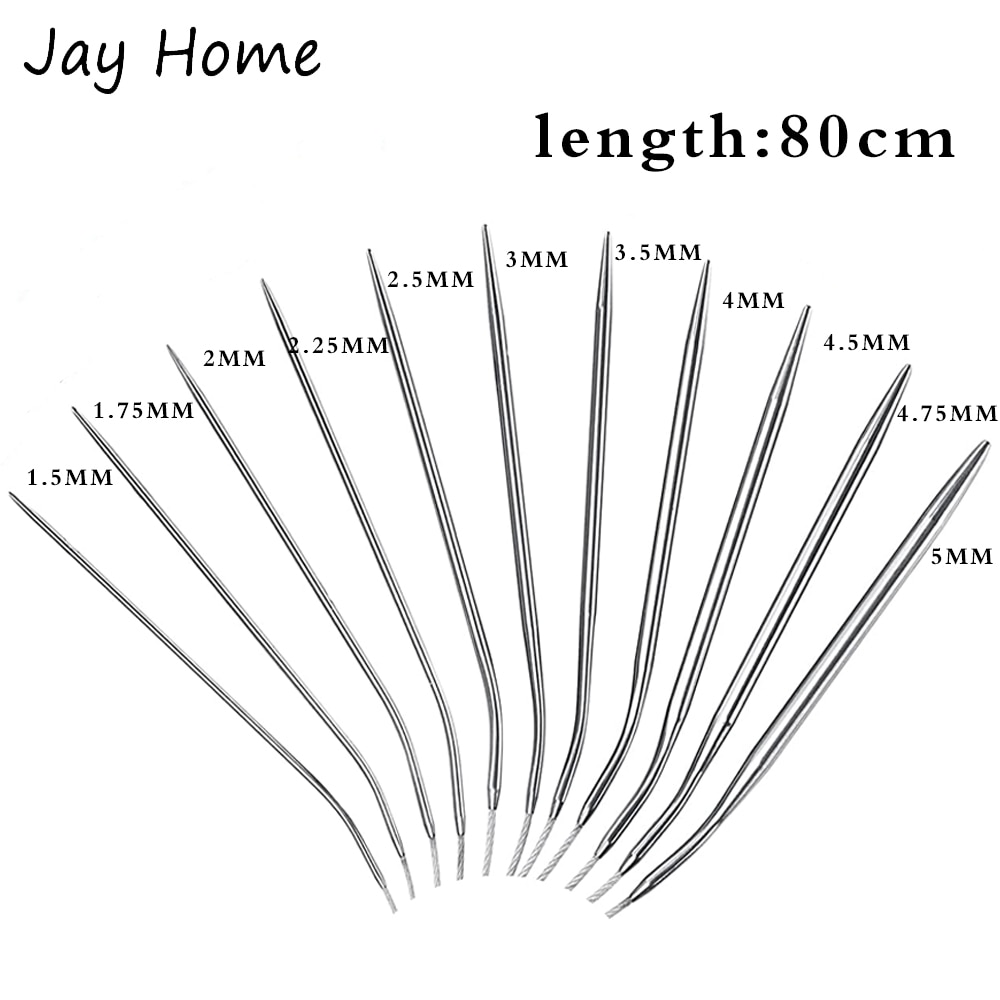 Juego de agujas de tejer circulares de acero inoxidable, 11 Uds., 32 pulgadas, 1,5-5MM, gancho de ganchillo de doble punta para calcetines, juego de tejer tejidos