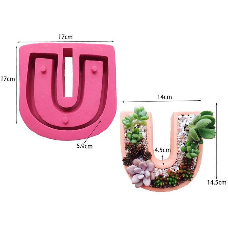 Ik hou van jou vormige oppervlak kaarshouder mal cactus bloempot vaas mal diy siliconen beton cement mal: Jij