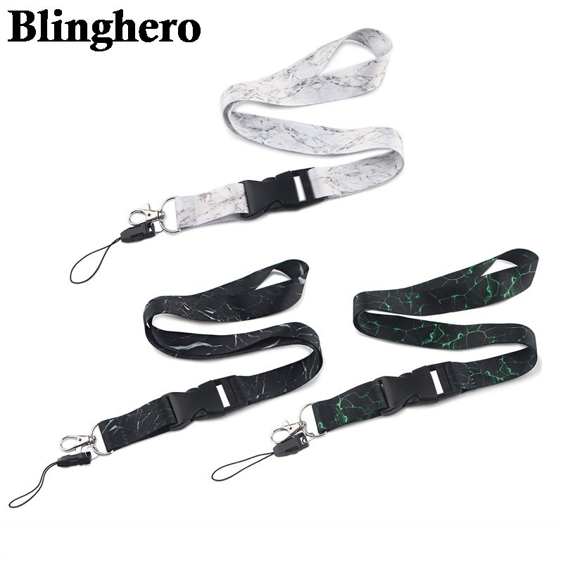 CA1187 Zwart Wit Marmer Patroon Neck Strap Lanyard Voor Key Id-kaart Badge Houder Telefoon Touw Sleutelhanger Camera Lanyards 1 stuks