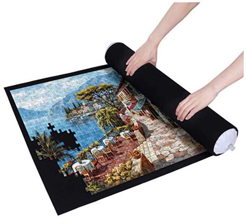 Estera de fieltro para puzles, manta de suelo para rompecabezas de hasta 1500 piezas, con bolsa de almacenamiento de viaje portátil de 26x46 pulgadas