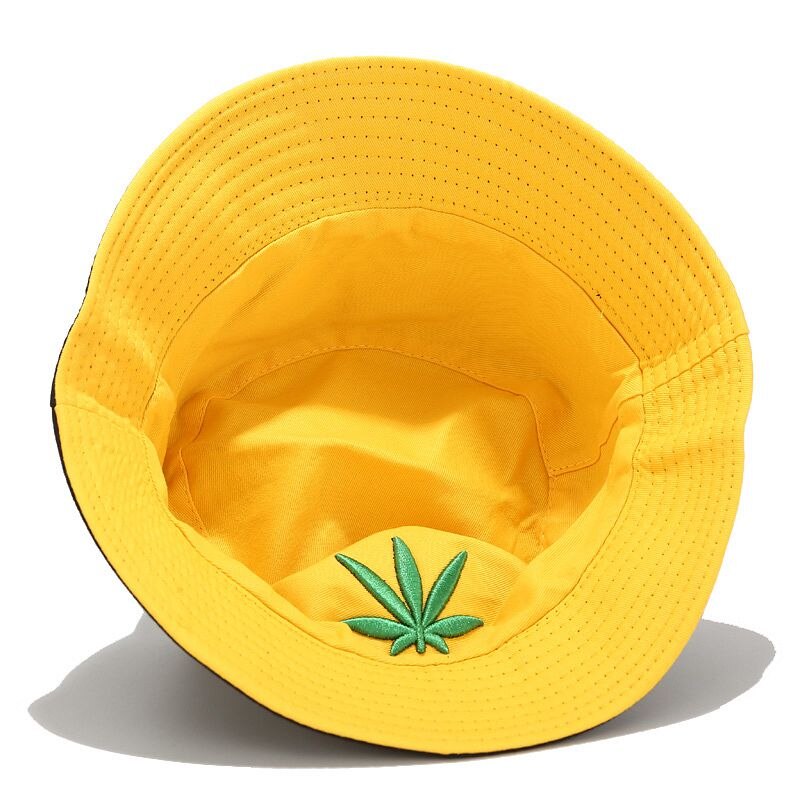 Broderi ahornblad spand hat mænd og kvinder reversibel hip hop fisker panama hætter bomuld udendørs sommer swag fiskeri hatte