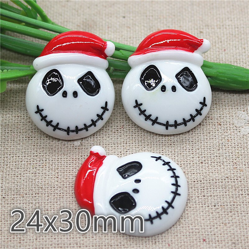 10pcs Christmas skull with hat Resin flatback Cabochon Art Supply Decoration Charm Craft DIY craft