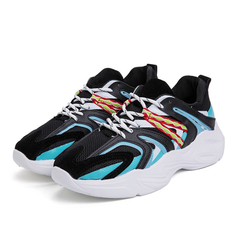 Vintage håndlavede sko sneakers til mænd fritidssko åndbare letvægts mænd sko forår efterår skridsikker populær: Himmelblå / 8.5