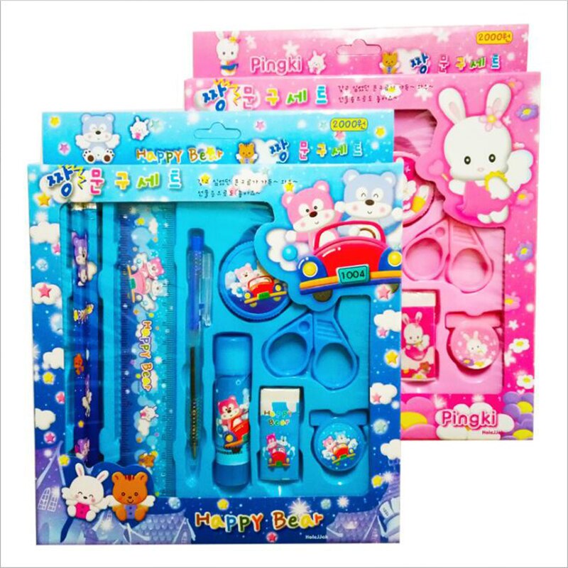 1 set of mathematical drawing set portable stationery box painting supplies 9 sets of office and learning tools