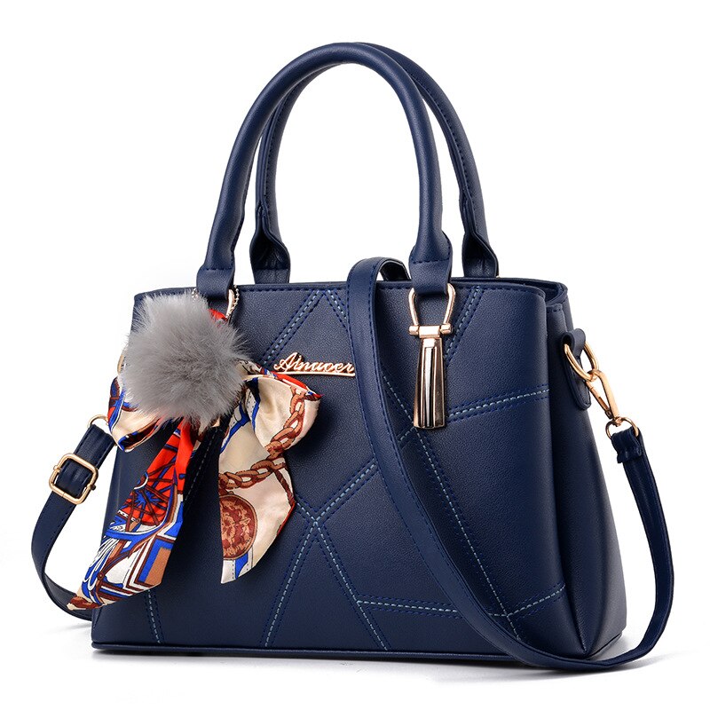 Bolso de mano de piel para mujer, bandolera, de marcas famosas, de: Azul oscuro