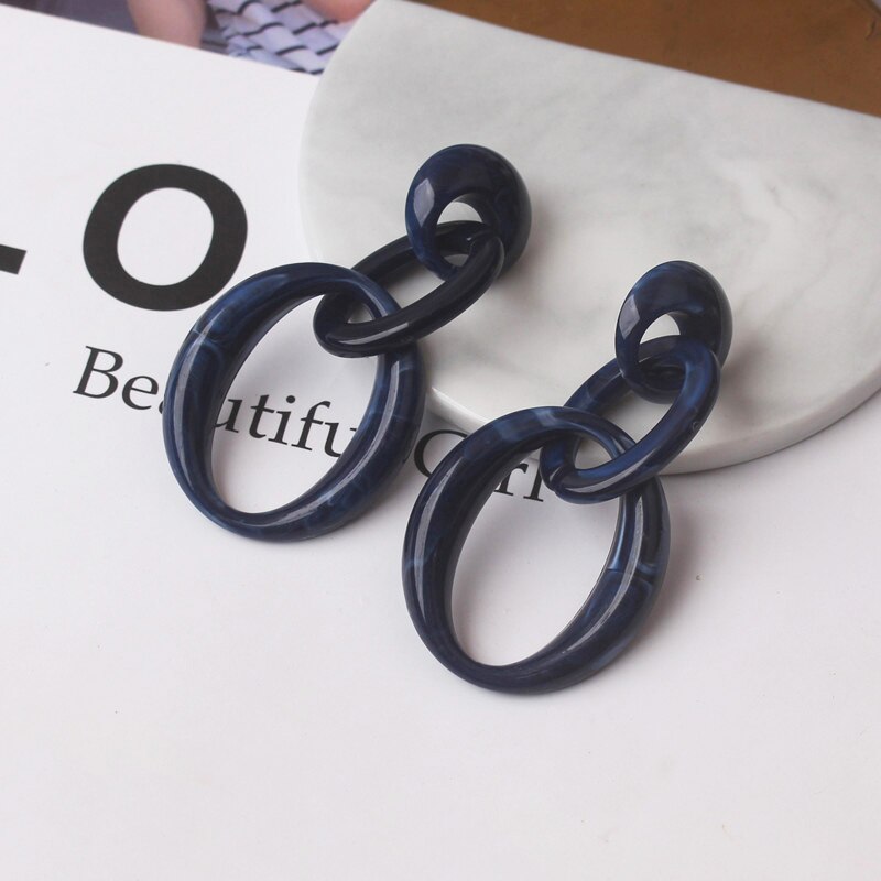 Grote Geometrische Bengelen Oorbellen Voor Vrouwen Overdreven Hollow Link Oorbellen Acryl Hars Oorbellen Minimalisme Oor Sieraden: ES4647