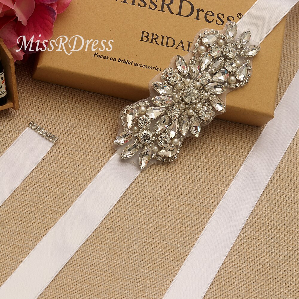 Missrdress crystal pearls bryllup bælte diamant brude bælte sølv rhinestones bælte sash til brude brudepige kjoler  jk847