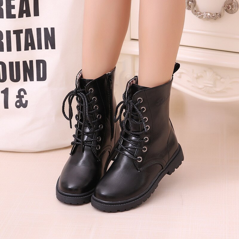 Children's Shoes Girls' Boots Autumn and Winter Side Zipper Boots Boys Snow Boots kids Leather Boots Autumn and Winter Boots