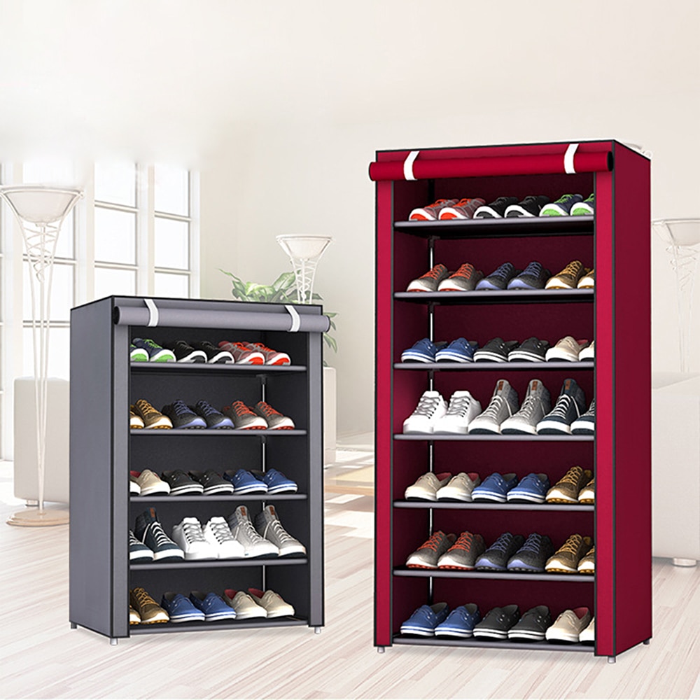 4/5/6/8/10 Lagen Schoenen Rek Met Stofdicht Doek Niet-geweven Stof Schoen stands Organizer Closet Thuis Schoenen Opslag Houder Plank