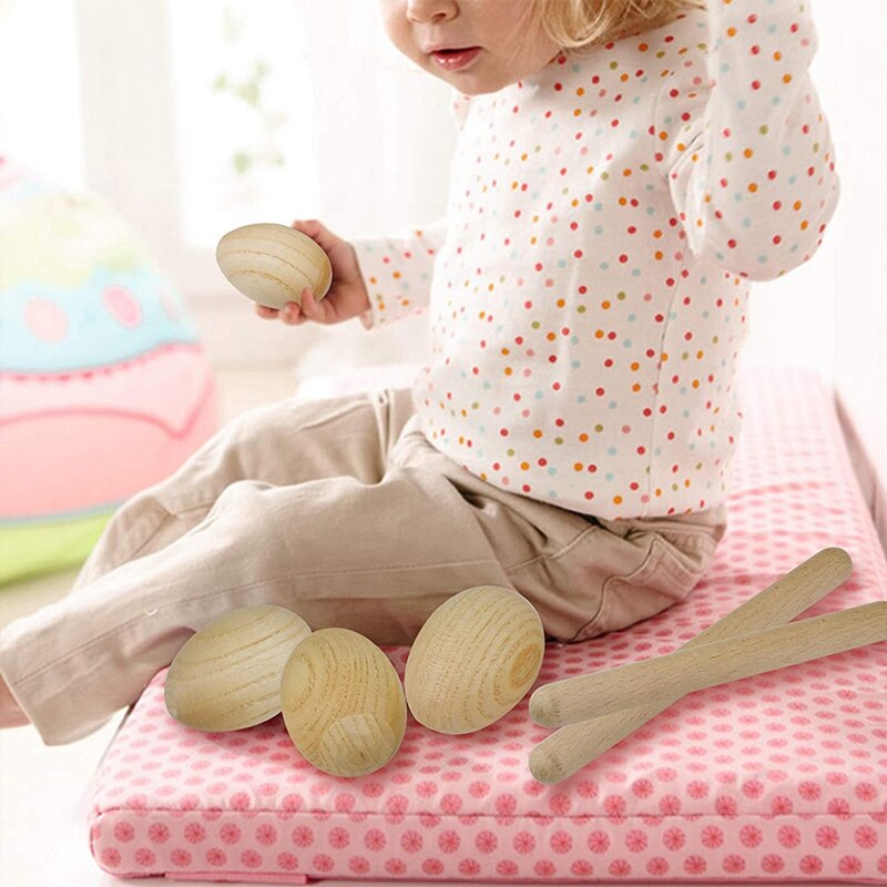 8 Pcs Musical Percussion Instrument, Including 4 Pcs Musical Rhythm Sticks Wood Claves and 4 Pcs Wood Egg Shakers