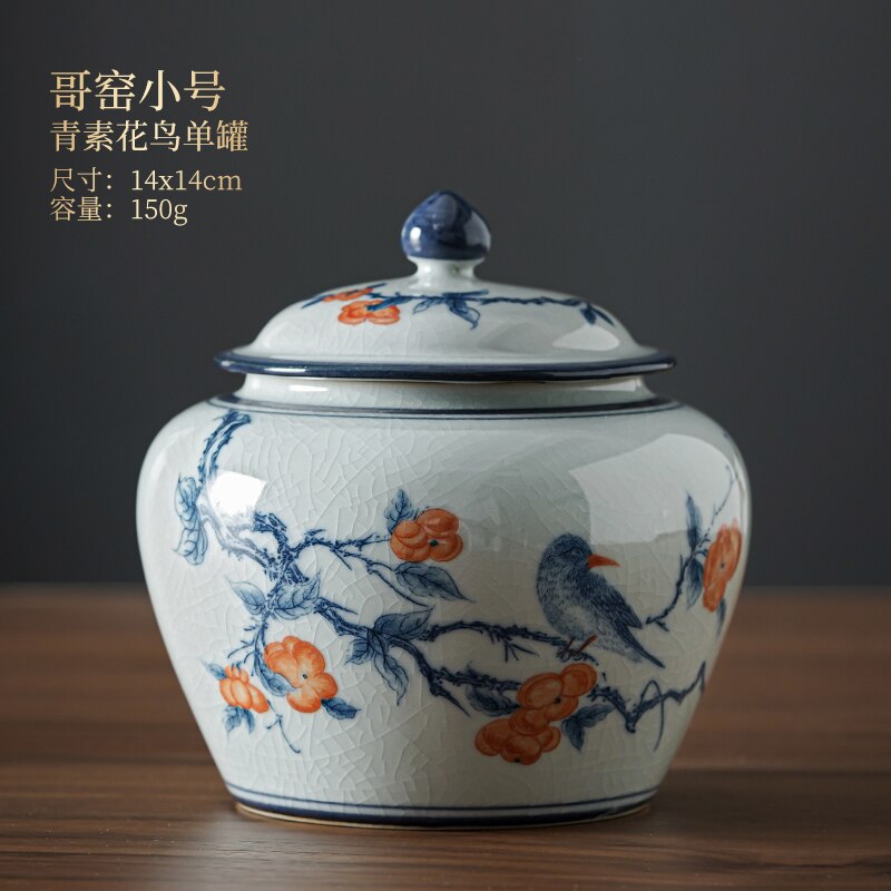 Ceramic Tea Caddy with Cover Moisture-proof Sealed Tank Storage Jar Tea Container Large Tea Box Food Storage Tank Tea Organizer: C small