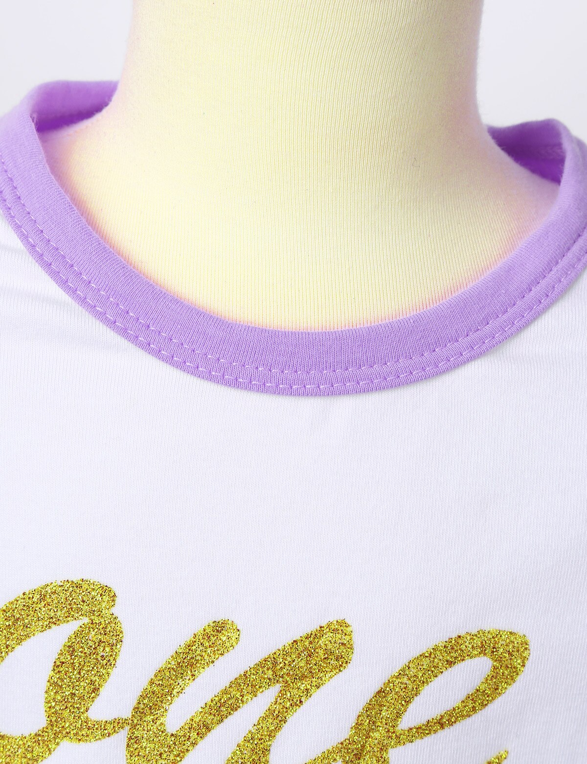 Toddler infant Baby Girls 1st Birthday Raglan Sleeves Fashionable Glitter Letter One Printed Soft Cotton Color Block Shirt Tops