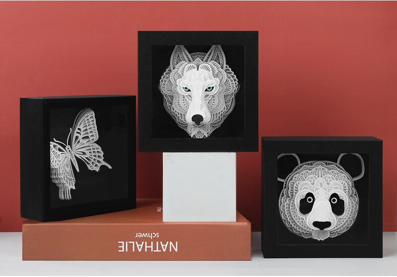 Diy Paper Cut Animal Jigsaw Kit Wolf Panda Butterfly Dragon Model Shape Home Room Decoration Paper Art Craft For Exchange