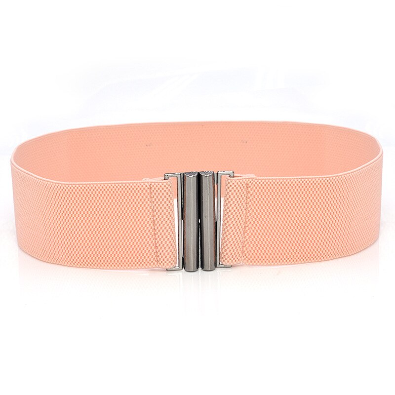 Cintura elastica larga da donna cintura tinta unita accessori cintura elasticizzata corsetto largo vita fibbia in metallo cintura femminile calda: 6