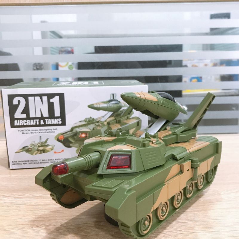 Tanque de avión de deformación eléctrica 2 en 1 transformación de luz LED de voz 63HE