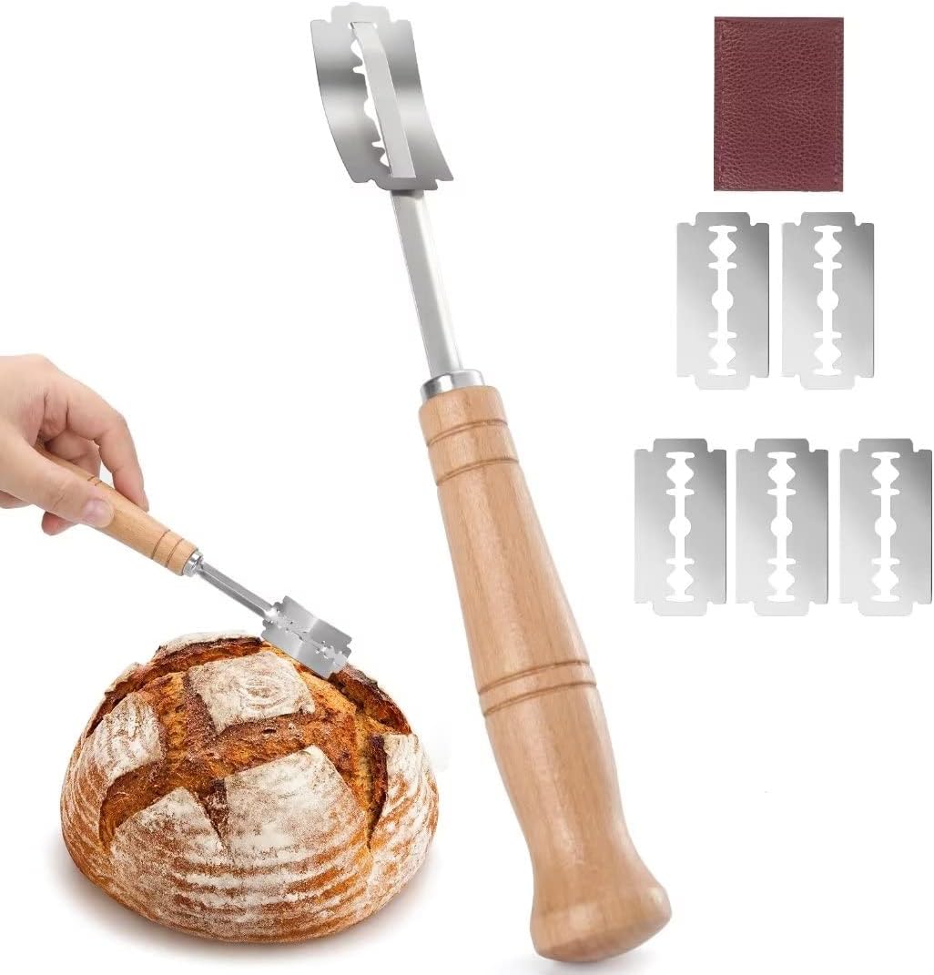 JxLame-Outil de coupe de pâte en acier inoxydable, couteau de marquage avec 5 rasoirs, fournitures de coupe JxLame: jaune clair