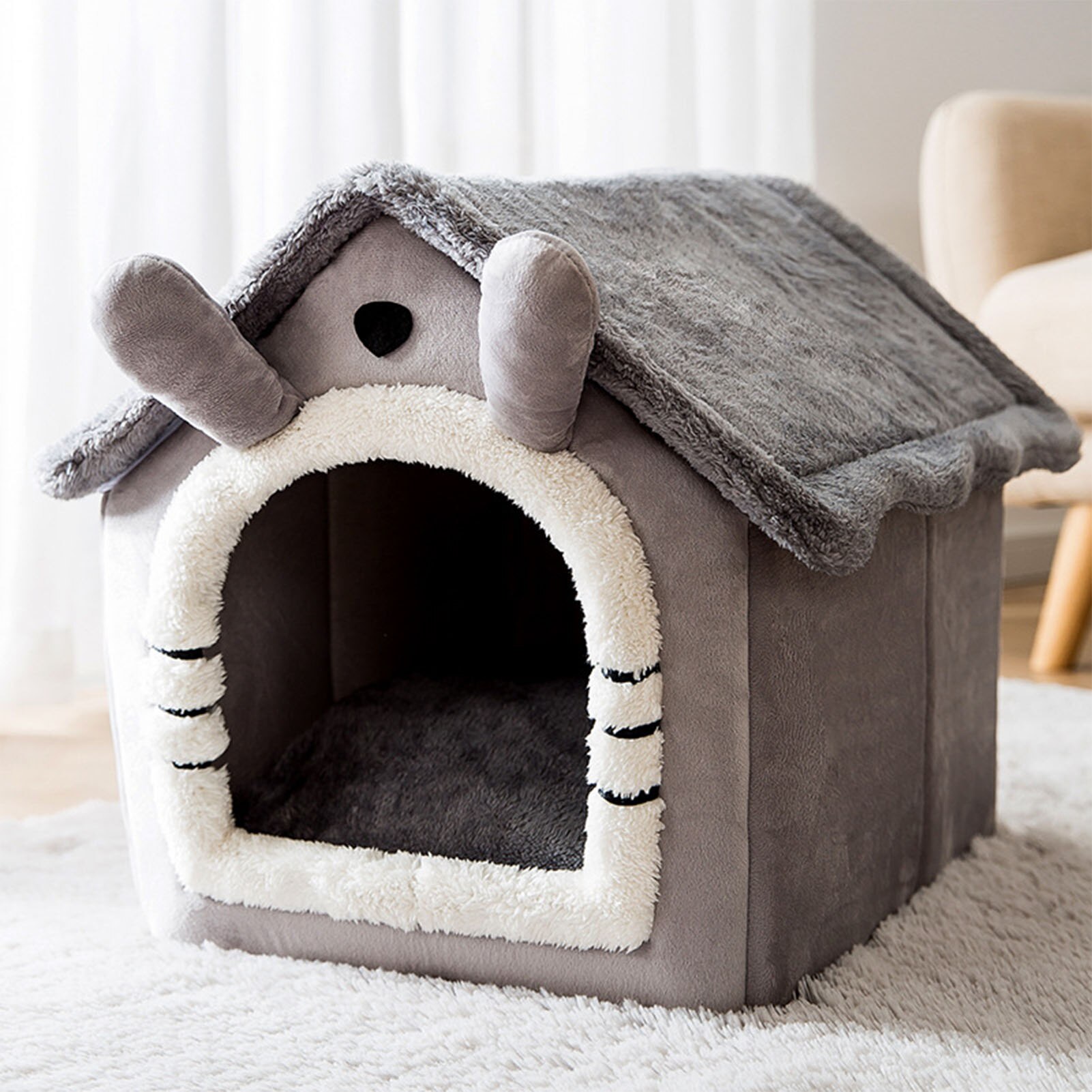 Pet Nest Villa Tent Warm House Semi-enclosed Cat Nest Removable And Washable Cat House Outdoor Kitty House