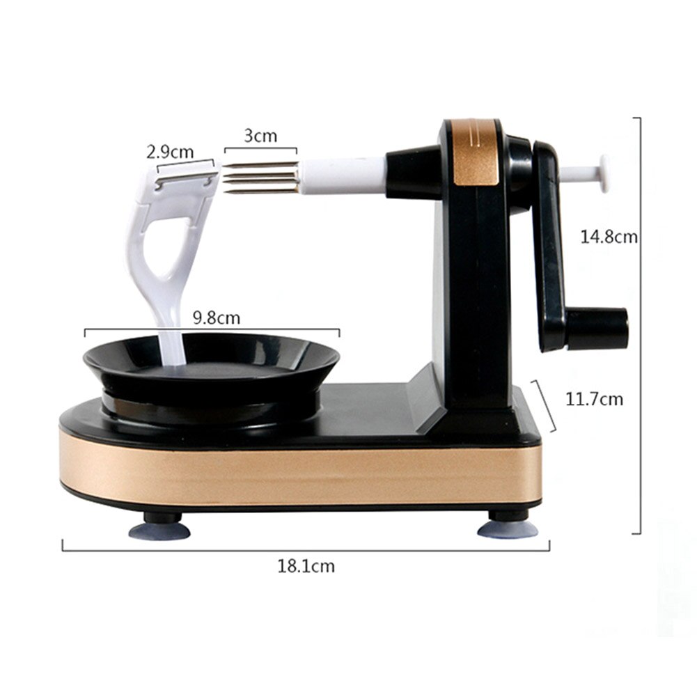 Fruit Apple Peeler Multifunctionele Rotary Hand Aangezwengeld Fruit Apple Peeler Machine Handmatig Snijden Apple Slicer Keuken Gadget: Black