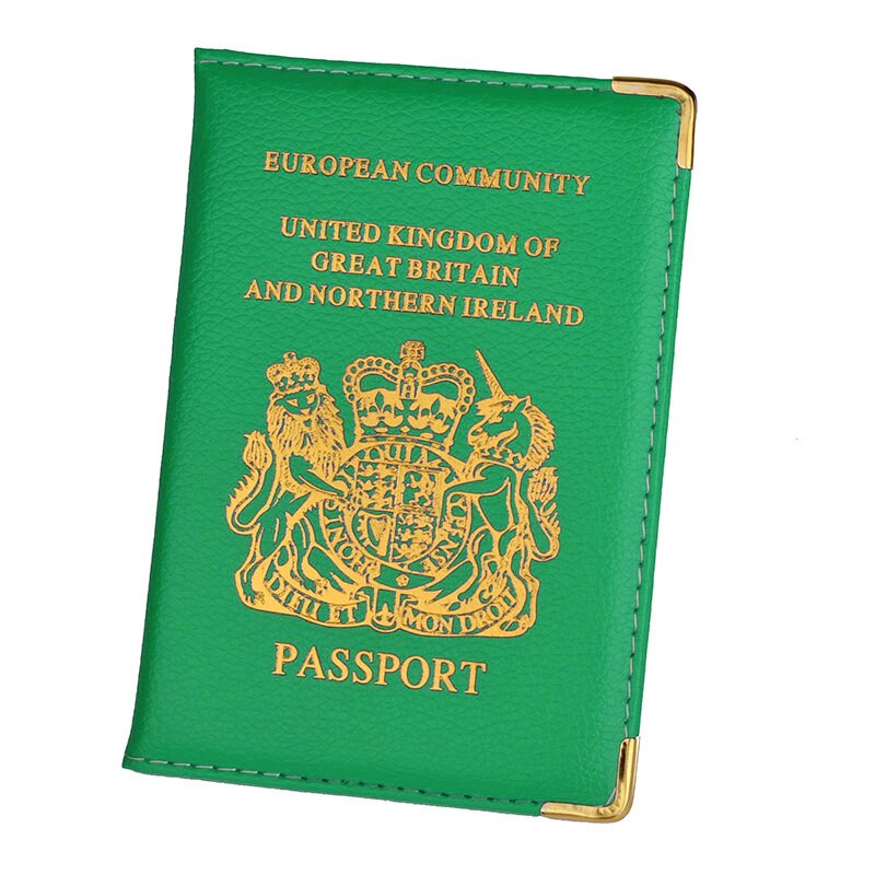 UK and European Passport Holder PU Leather Covers for UK Men Women French Passports Organizer for Travelling: Green