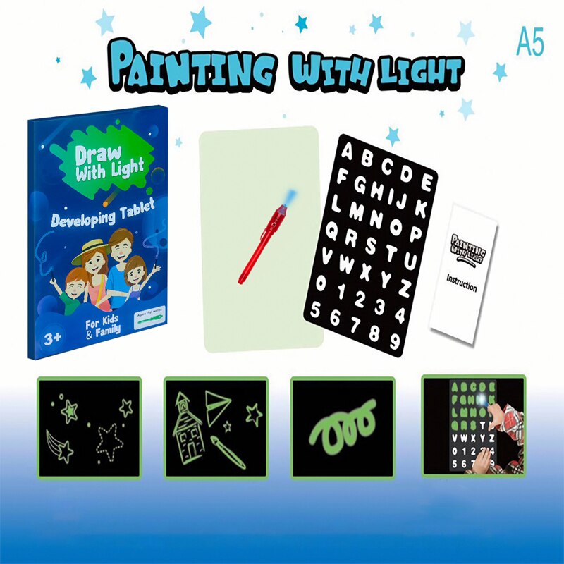 Tavolo da disegno luminoso magico tavoletta giocattolo per bambini disegna In Dark Magic Light-Fun penna fluorescente giocattolo educativo per bambini per bambini