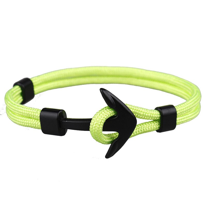 Black Color Anchor Hologram Bracelets Men Survival Rope Chain Paracord Bracelet Metal Sport Hooks: color 9