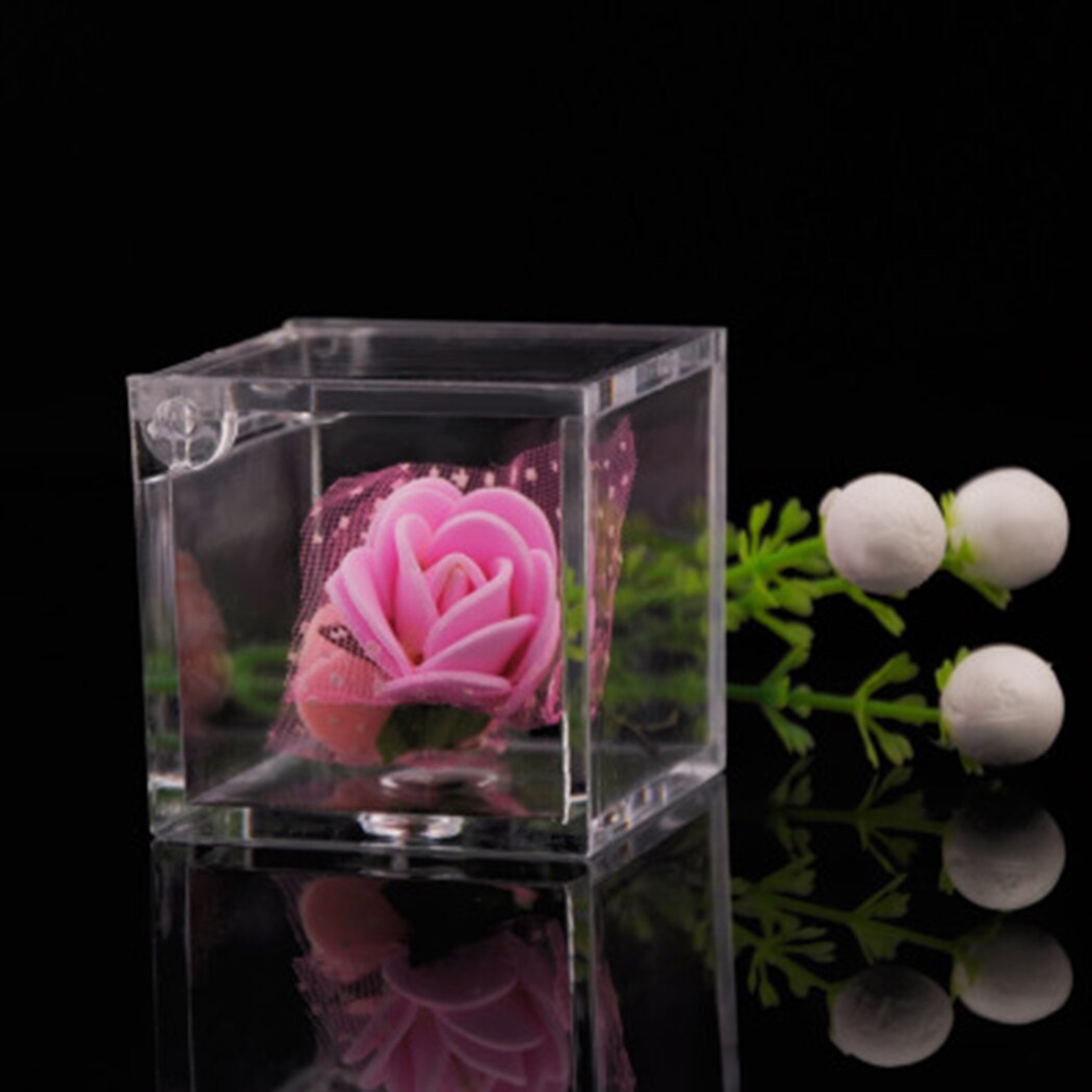 1/12Pcs Transparent Clear Plastic Candy Box Birthday Wedding Favor Holder Chocolate Candy Cube Boxs Sweet Boxs 6x6cm