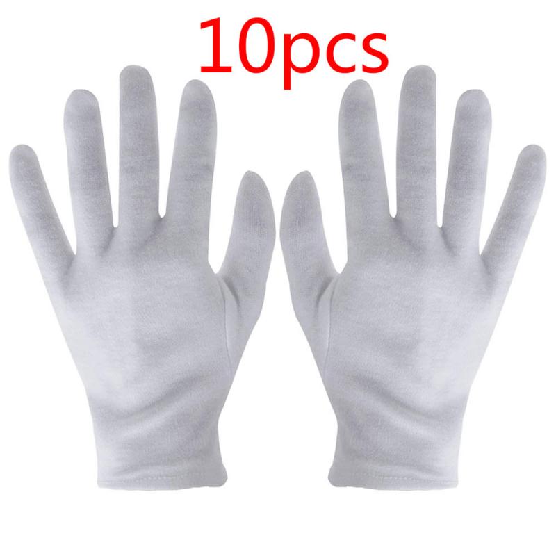 10/20 Pairs White Cotton Work Gloves For Dry Hands Handling Film SPA Gloves Ceremonial Inspection Gloves Car Repair Gloves: 10pair / L