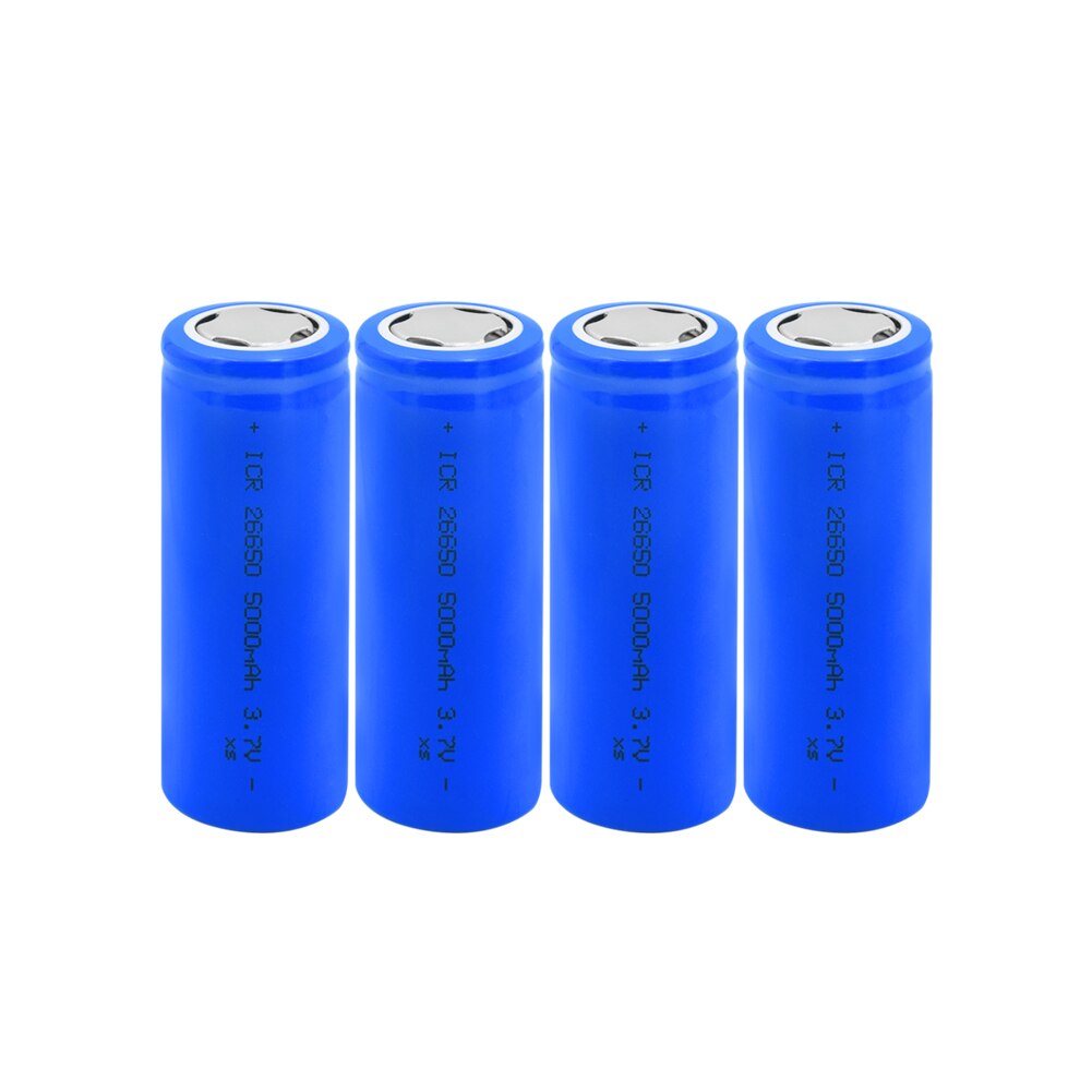 1/2/4/6/8/10 stk blå eske 3.7v icr 26650 5000 mah litium li ion batterier flat-top oppladbare 26650 fakkel hodelykt bateria: 4 stk