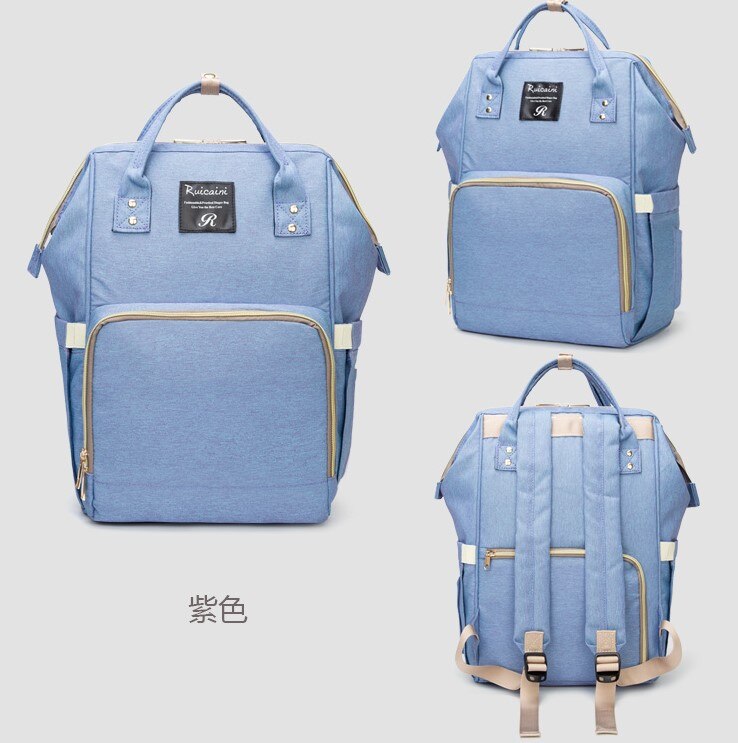 Ashion barsel bleetaske med usb-interface stor kapacitet vandtæt bleetaske kits rygsæk barsel ammende baby taske: Lys lilla