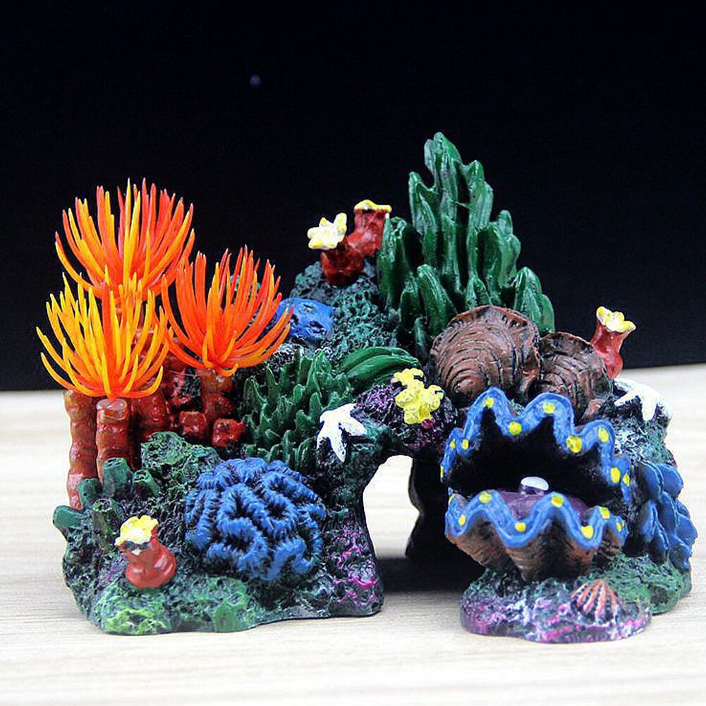 Simulatie landschapshabitat voor betta grot hars kleurrijke aquariumdecoratie niet-giftige kunstmatige koraal kweekvis tank thuis