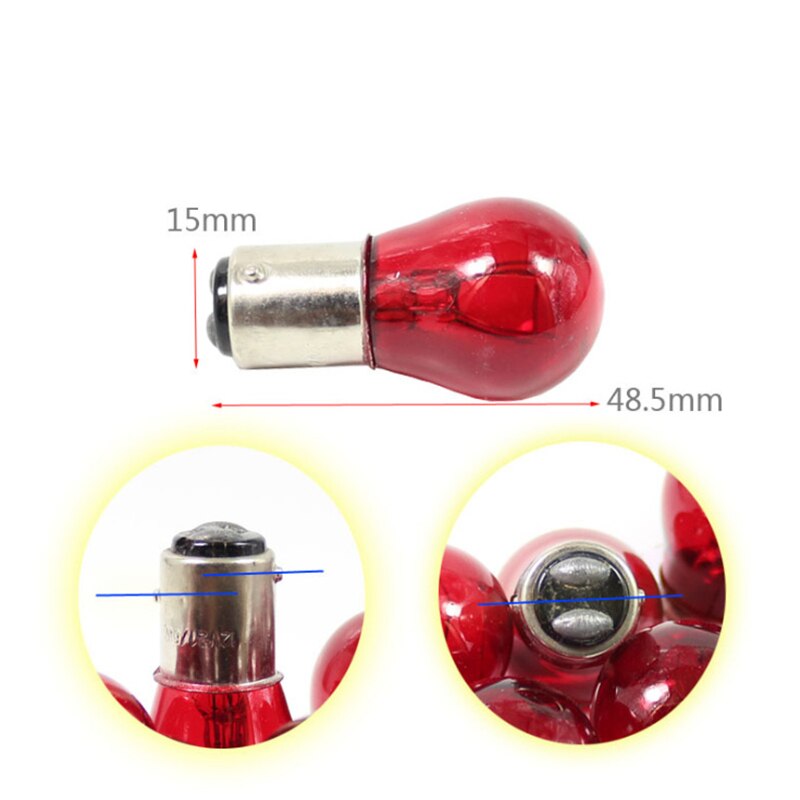 KEYECU 10 Pieces Red 1157 BAY15D S25 12V 21/5W Car Replacement Bulb Double Contact Brake Stop Light with Dual Filament