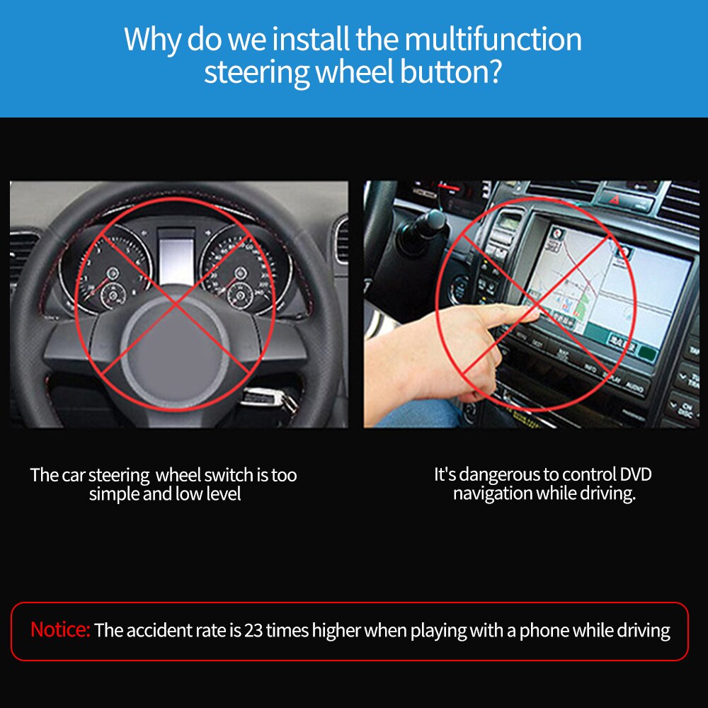 Télécommande universelle pour volant de voiture, 2 pièces, 10 touches, musique, DVD, Navigation GPS, Radio, sans fil, boutons de télécommande