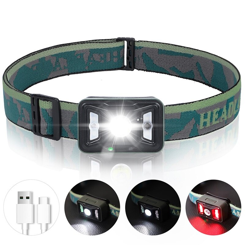 WEST BIKING-luz frontal de pecho para correr, lámpara de advertencia de 2200mAh con carga USB, para ciclismo, pesca, senderismo y Camping: 267 Green Headlamp