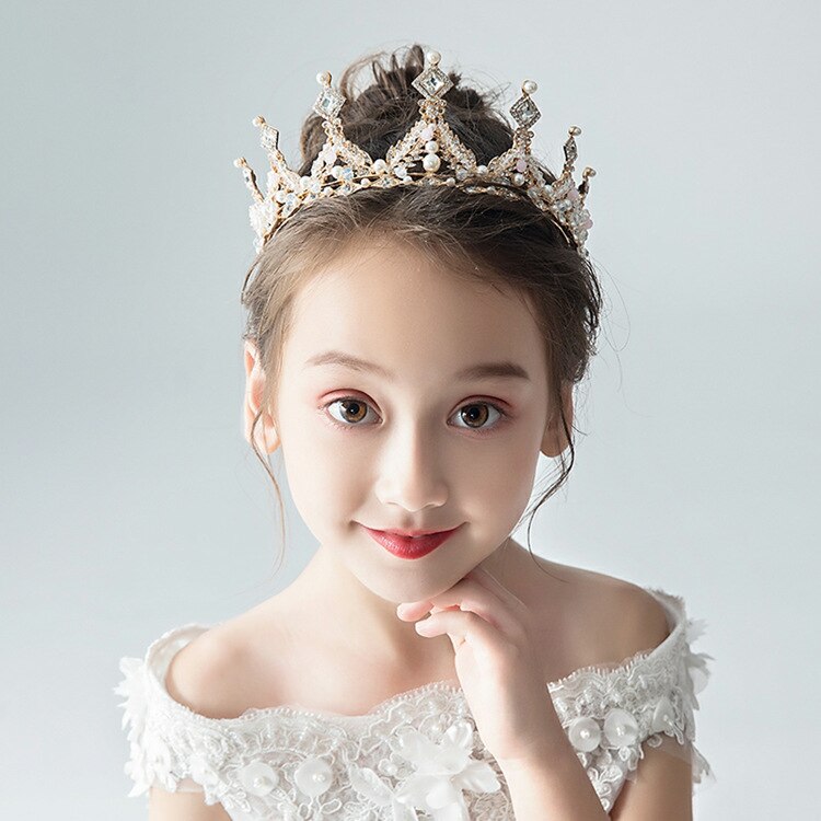 Girl Crown Birthday Party Retro Luxury Crystal Tiaras Crowns Princess Queen Rhinestone Veil Tiara Hairwear Hair Accessory