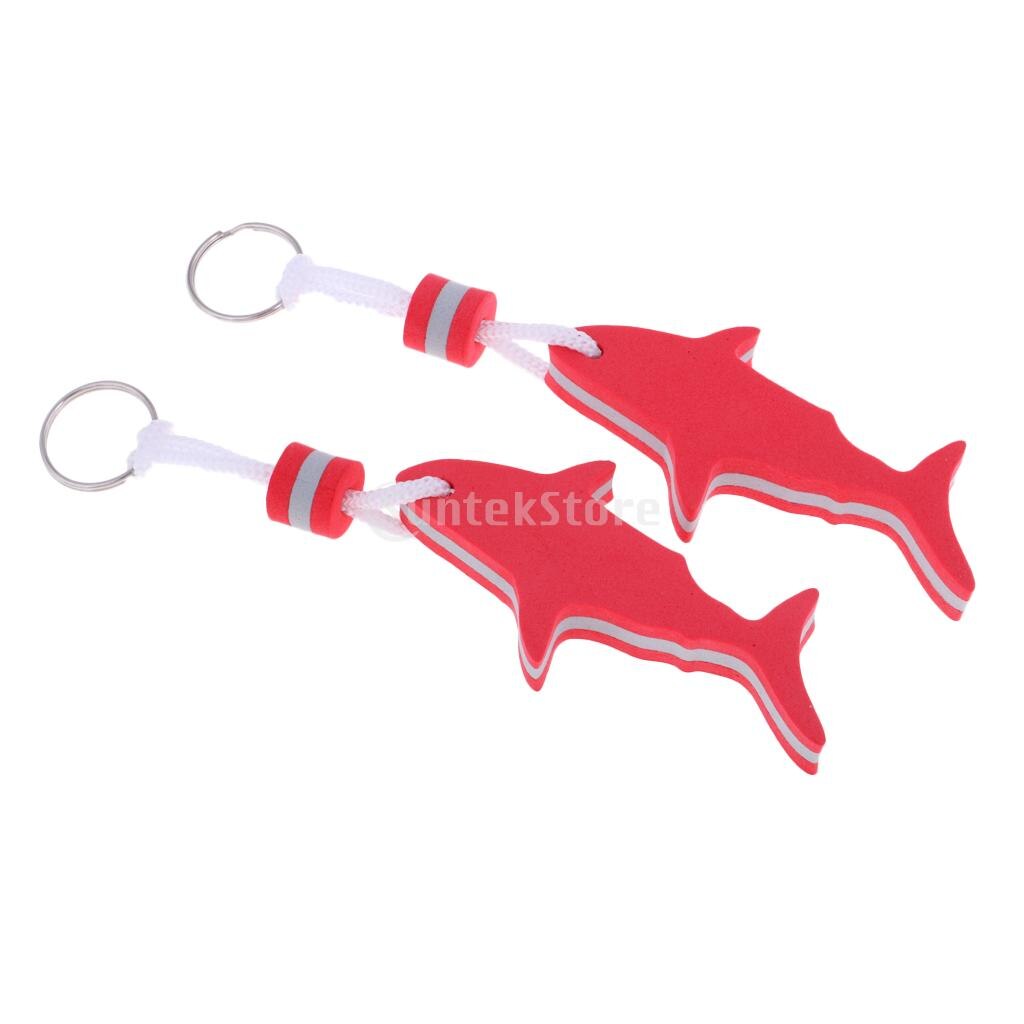 2 Stuks Lichtgewicht Shark Eva Foam Drijvende Sleutelhanger Sleutelhanger Surf Zwemmen Vissersboot Water Float Boei Sleutelhouder-kiezen Kleuren: Red