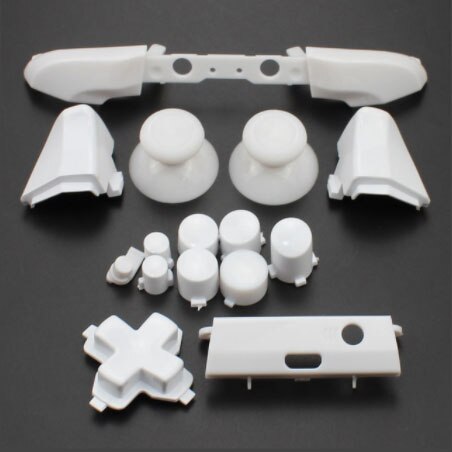 JCD Plastic&Chrome Plating Full Button Set Dpad RT LT RB LB ABXY Guide ON OFF Buttons For Xbox One S Controller Gamepad Repair: White