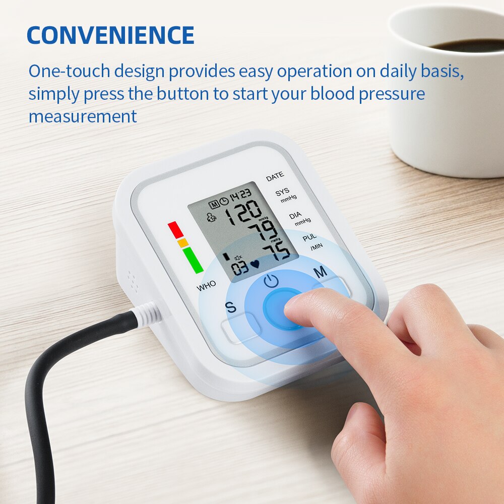 Urit Monitor de presión arterial esfigmomanómetro electrónico Digital, máquina de presión arterial automática, tensiometro de pulso y frecuencia cardíaca, manguito largo
