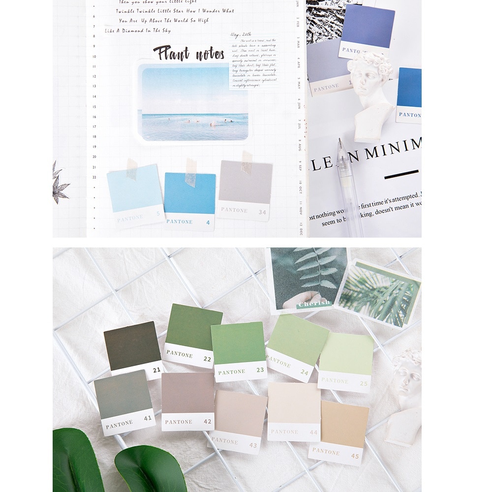 45 stk pantone klistermærker sæt 44mm mini farve kort klistermærke etiket tag dekoration segl dagbog dagbog skole elev  a6398