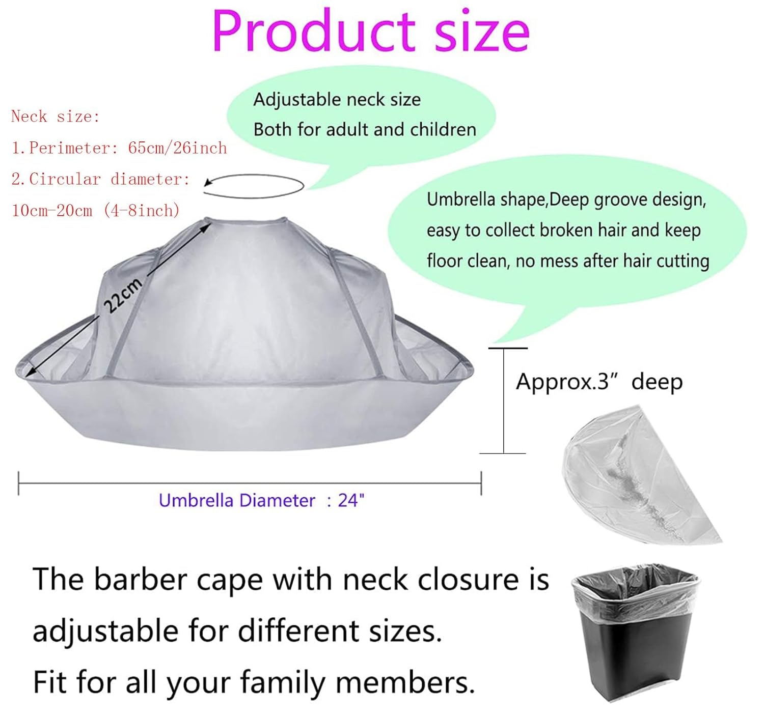 Capa de corte de pelo, capa de corte de pelo, capa de peluquero, recogedor de pelo, herramientas de corte de pelo, paraguas, capa de salón de barbería