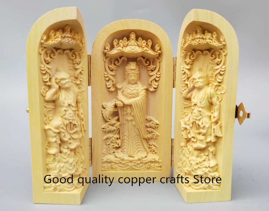 Chinees handwerk houtsnijwerk matsu god boeddhabeeld